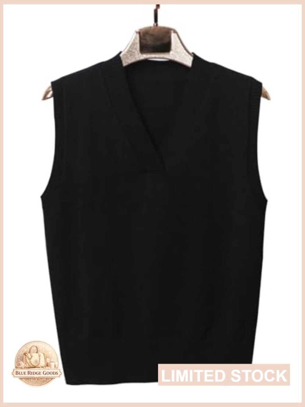 V-Neck Sweater Vest Ribbed Knit Pullover Sleeveless Classic Basic Tank Top - Picture 4 of 5